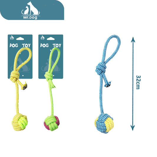 Juguete para mascota d009 bola colgante dos colores 32cm72g paq. con 12 pzas