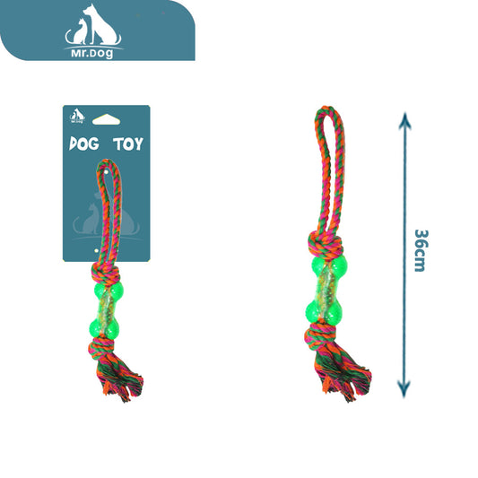 Juguete para mascota a023 hueso portátil de doble nudo 36cm 100g paq. con 12 pzas