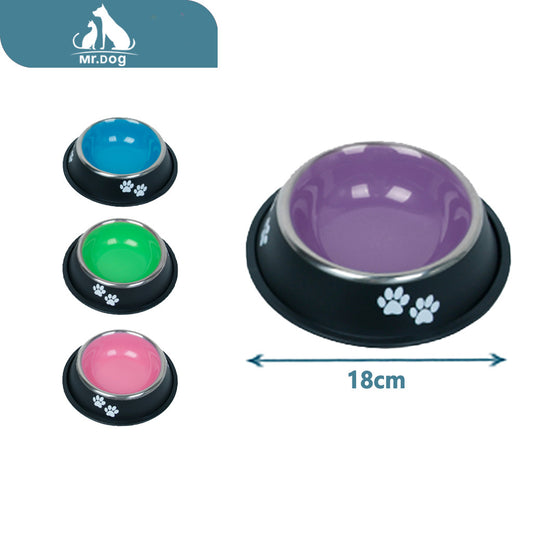Plato para mascota para perros con interior de color y exterior negro 18cm paq. con 12 pzas