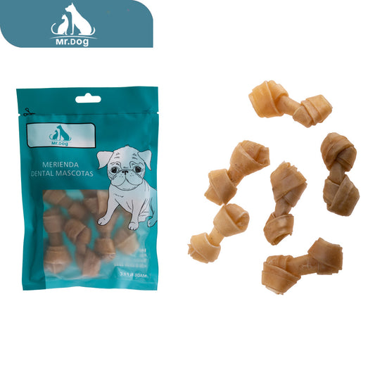 Hueso para mascota articulación natural rh2.5 natural 6 cm 6 piezas 1012 g paq. con 12 pzas