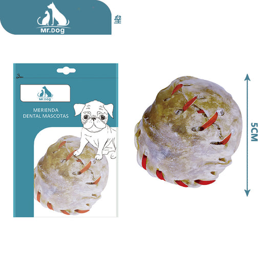 Hueso para mascota de softbol fbs60, exterior blanco, interior natural hilo rojo, 5 cm, 1 unidad, 5060 g paq. con 12 pzas