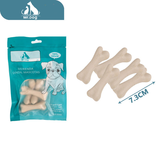 Hueso para mascota de diente sabor leche 7.3cm 2123g paq. con 12 pzas