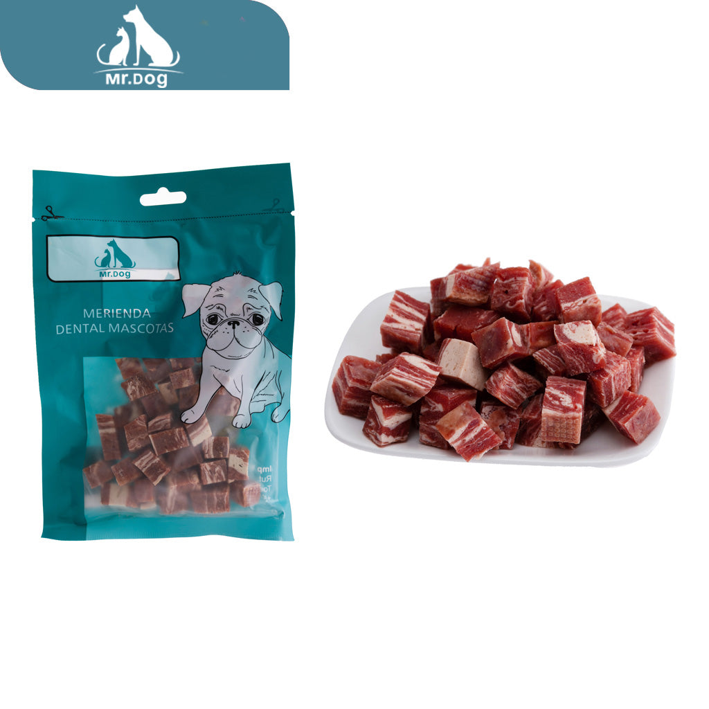 Hueso para mascota colorida de cubos de carne de pato con forma de copo de nieve paq. con 12 pzas
