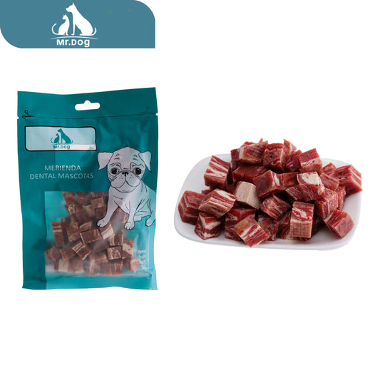 Hueso para mascota colorida de cubos de carne de pato con forma de copo de nieve paq. con 12 pzas