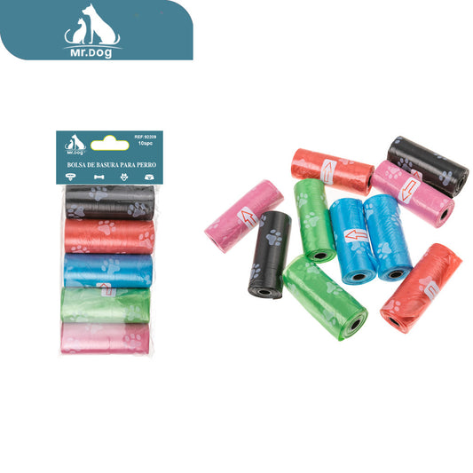 10 rollos de bolsas de basura impresas colores mezclados paq. con 6 pzas