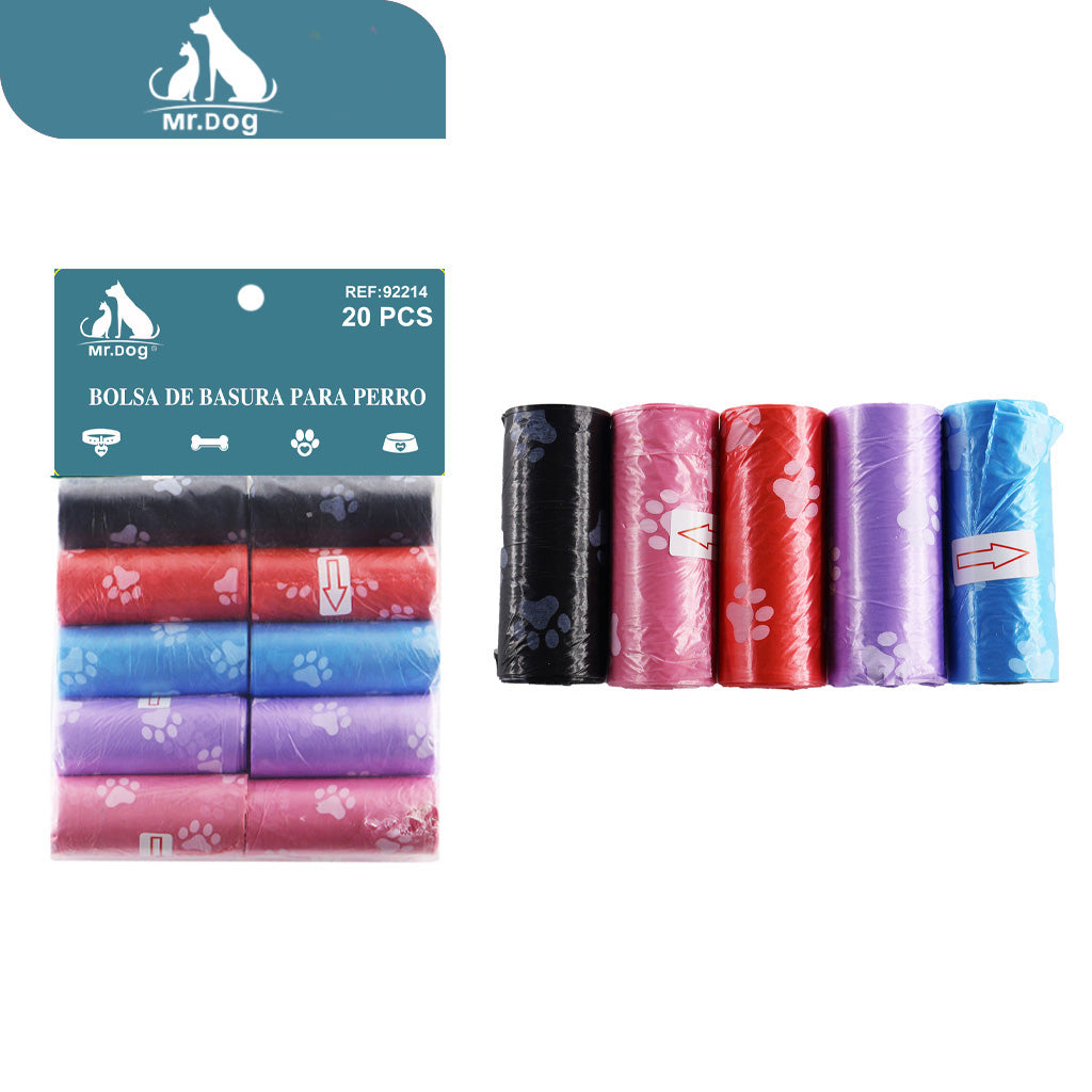 Bolsas para Popó de Perro Mr. Dog – Rollos Surtidos Súper Resistentes  1pieza (Color Aleatoreo)🐾