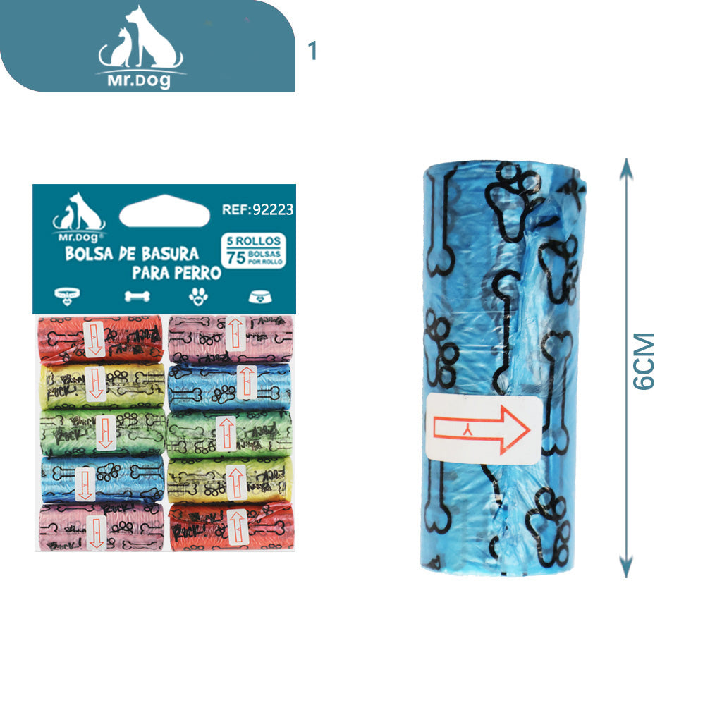 Bolsas para Popó con Diseños Divertidos Mr. Dog – 5 Rollos x 75 Bolsas 🐾