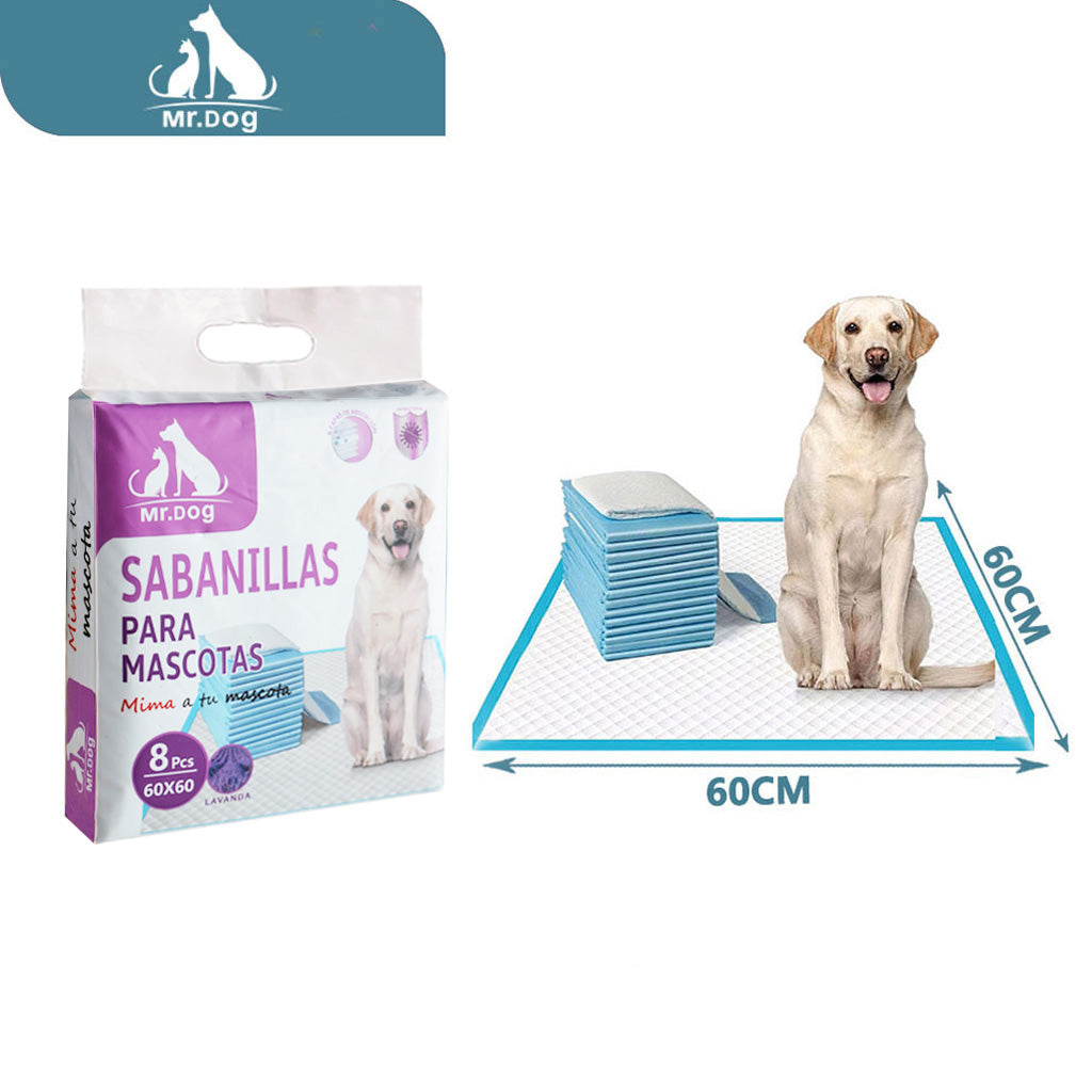 Sabanilla para orinar para perros y mascotas, 60×60 cm, 8 unidades, color lavanda paq. con 30 pzas