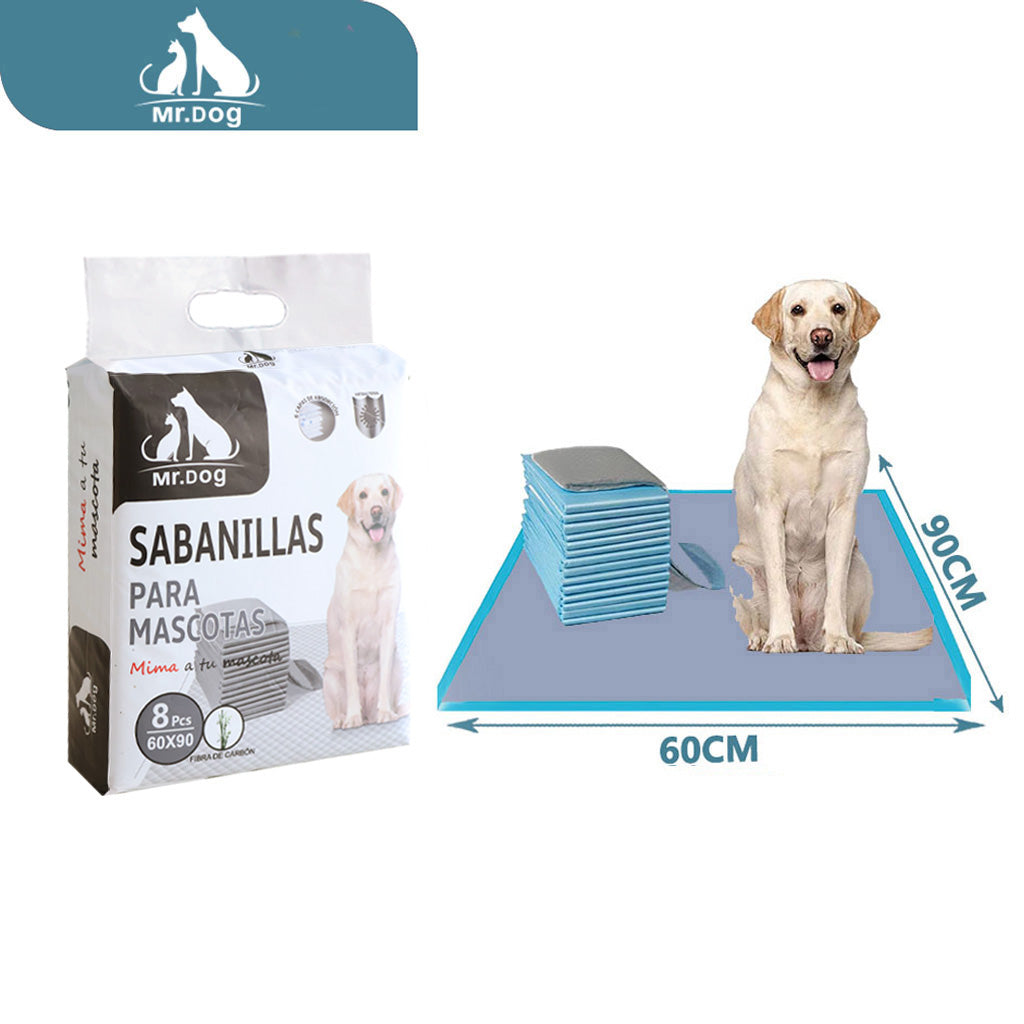 Sabanilla para orina de perro de carbón de bambú de cuatro patas, de tamaño normal, 60×90/8 piezas paq. con 24 pzas