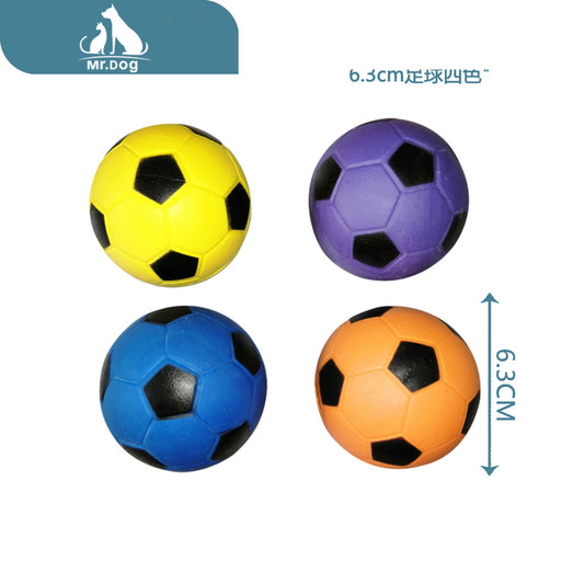 Juguete para mascota balón de fútbol liso de 85 g y 6,3 cm en cuatro colores paq. con 12 pzas