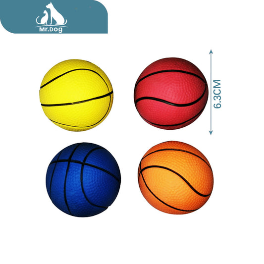 Juguete de mascota balón de baloncesto liso de 85 g y 6,3 cm en cuatro colores versión oscura paq. con 12 pzas