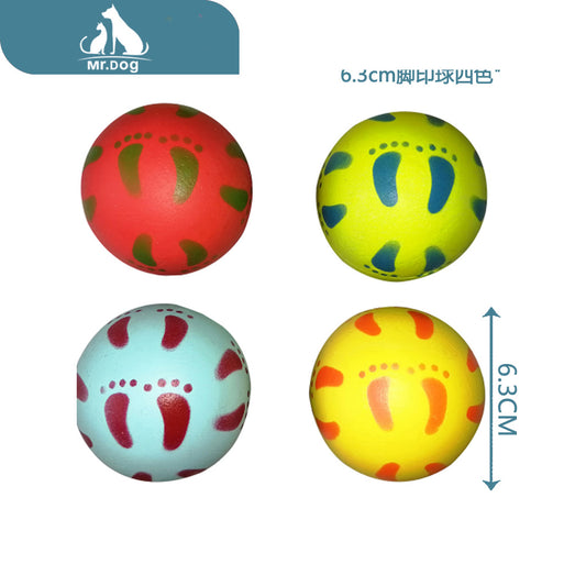 Juguete para mascota 85 g lisos bolas con forma de huella de 6,3 cm en cuatro colores paq. con 12 pzas