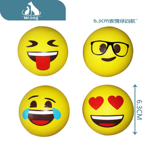 Juguete para mascota 85 g simple cuatro bolas de emoji de 6,3 cm paq. con 12 pzas