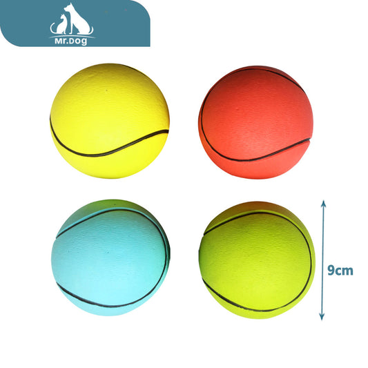 Juguete para mascota de tenis lisas de 260 g y 9 cm en cuatro colores paq. con 12 pzas