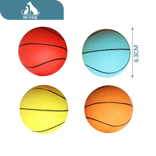 Juguete de mascota balón de baloncesto liso de 260 g y 9 cm en cuatro colores paq. con 12 pzas