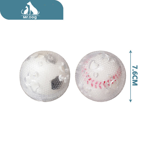 Juguete para mascota c118 balón deportivo transparente con huella de 7,6 cm paq. con 12 pzas