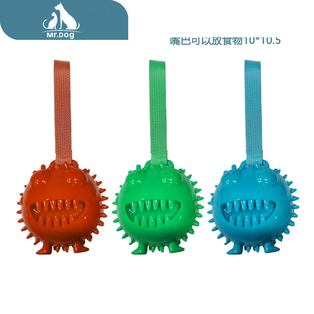Juguete para mascota pelota con cuerda y grito. boca con capacidad para comida. 10×10.5 paq. con 12 pzas