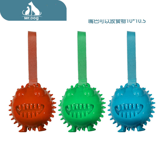 Juguete para mascota pelota con cuerda y grito. boca con capacidad para comida. 10×10.5 paq. con 12 pzas