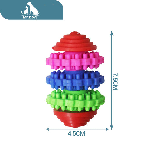 Juguete para mascota giratorio tricolor 7,5×4,5cm paq. con 12 pzas