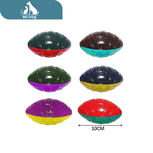 Juguete para mascota balón de fútbol con sonido colorido: azul, verde, morado, amarillo, negro y rojo paq. con 12 pzas