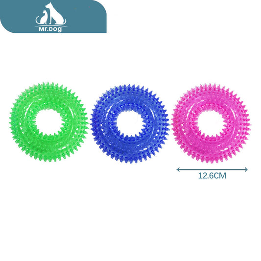 Juguete para mascota t013 neumático de espinas transparente 12,6×4,5 cm 101 g paq. con 12 pzas