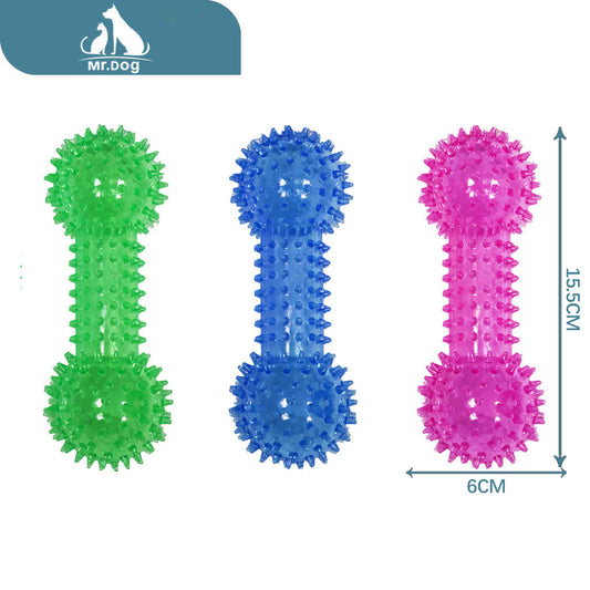 Juguete para mascota t014 mancuerna transparente con espinas 15,5×6 cm 71 g paq. con 12 pzas