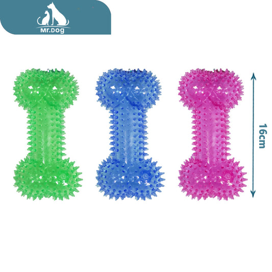 Juguete para mascota t015 mancuerna transparente con espinas, 16×8,3 cm, 112 g paq. con 12 pzas