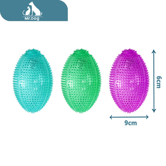 Juguete para mascota jh6073 balón de rugby luminoso transparente de 9×6 cm paq. con 12 pzas