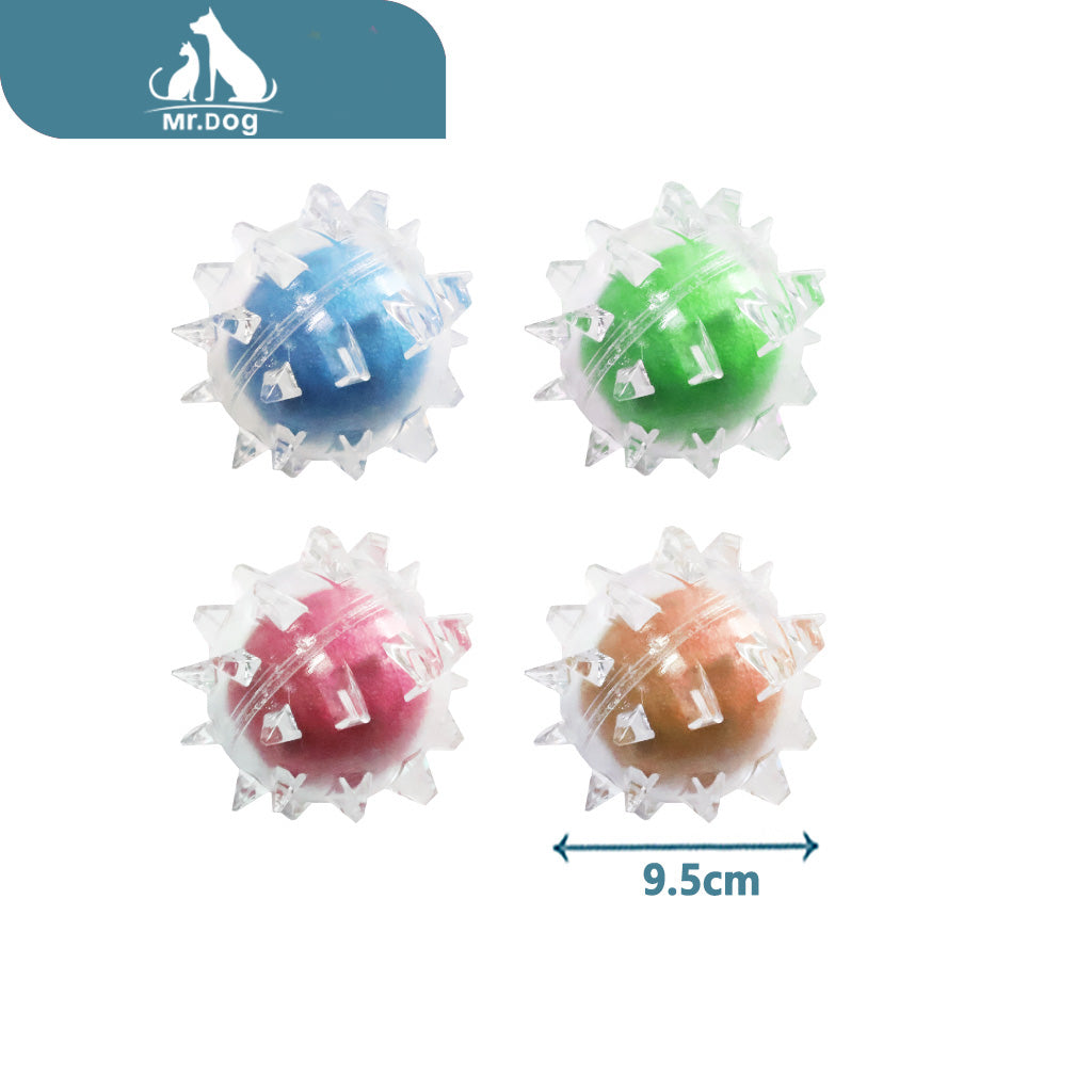 Juguete para mascota jh6145 bola de espinas grande con sonido transparente de 9,5 cm paq. con 12 pzas