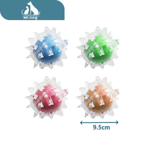 Juguete para mascota jh6145 bola de espinas grande con sonido transparente de 9,5 cm paq. con 12 pzas