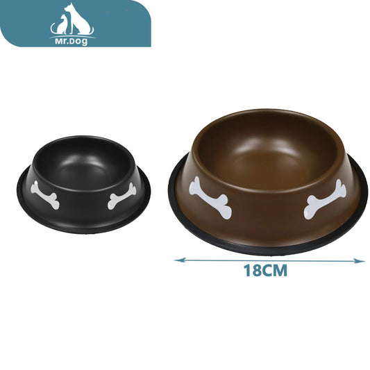 Plato para mascota para mascotas de acero inoxidable pintura de doble cara, impresión de hueso 26 cm paq. con 12 pzas