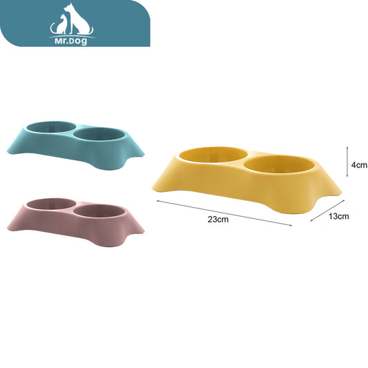Plato para mascota 167 Plato para mascota doble trapezoidal pequeño de plástico de color contrastante 23134 paq. con 12 pzas