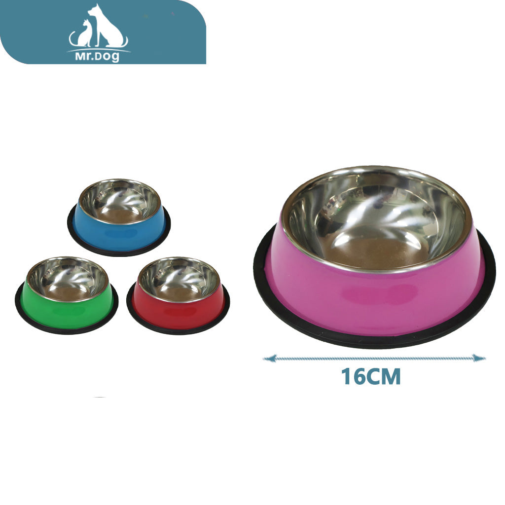 Plato para mascota para perro de 16 cm con interior plateado y exterior colorido paq. con 12 pzas