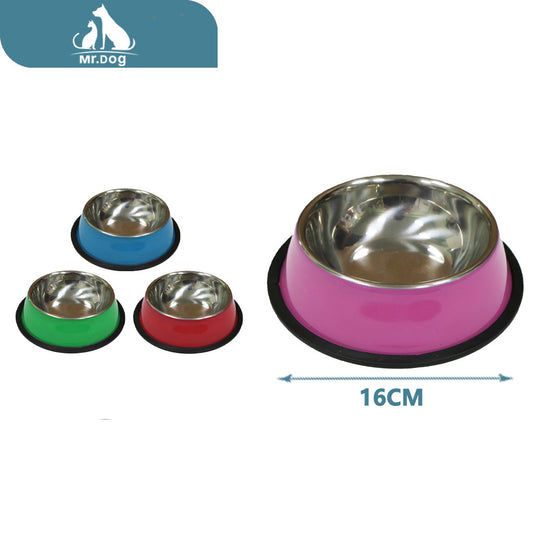 Plato para mascota para perro de 16 cm con interior plateado y exterior colorido paq. con 12 pzas