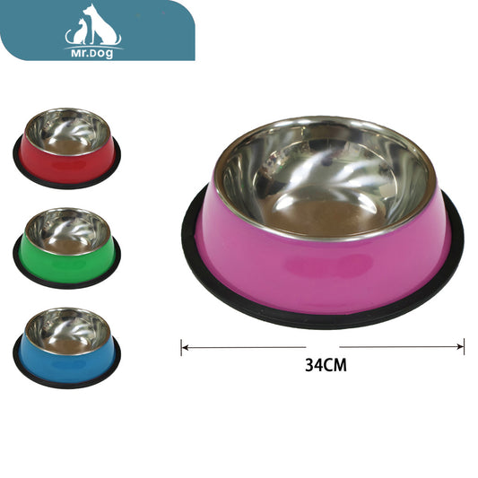 Plato para mascota para perros de 34 cm con interior plateado y exterior colorido paq. con 12 pzas