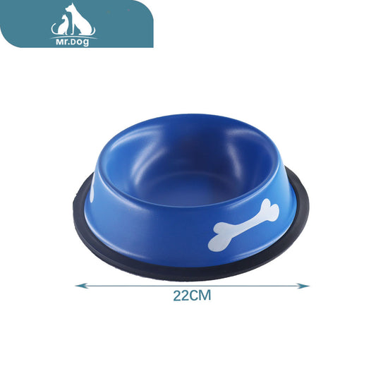 Plato para mascota para mascotas de acero inoxidable de 22 cm pintura de doble cara 166 g paq. con 12 pzas