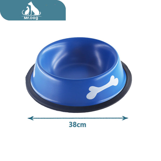 Plato para mascota para mascotas de acero inoxidable de 38 cm pintura de doble cara paq. con 12 pzas