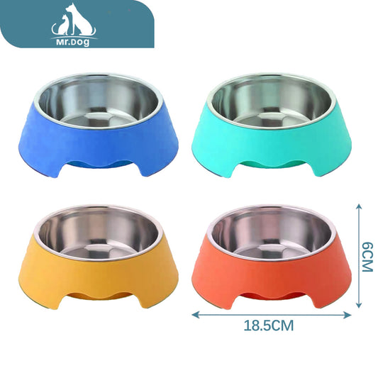 Plato para mascota 1 Plato para mascota para mascotas de acero inoxidable pp en cuatro colores 146 g 18,5×18,5×6 paq. con 12 pzas