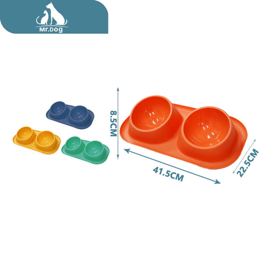 Plato para mascota doble para mascotas a prueba de fugas de 1005pp, siete colores, 214 g, 41×22,5×8,5 paq. con 12 pzas