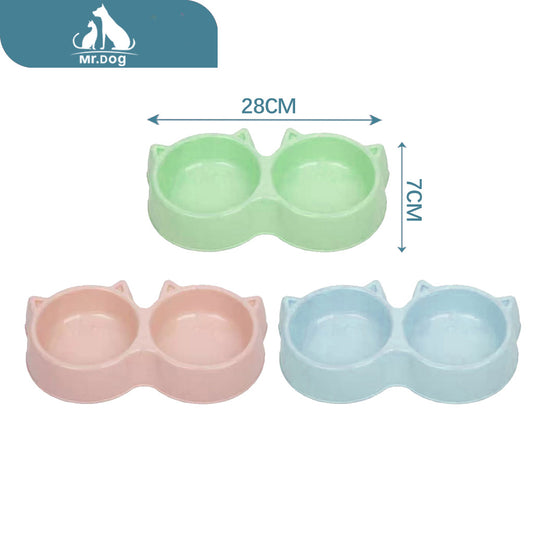 Plato para mascota cara de gato 15° inclinación doble Plato para mascota 12828167 paq. con 12 pzas