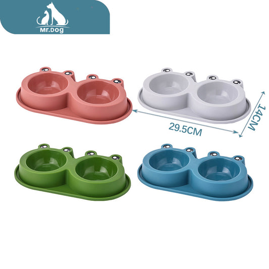 Plato para mascota tazón doble a prueba de fugas de rana pequeña 9829.5144 paq. con 12 pzas