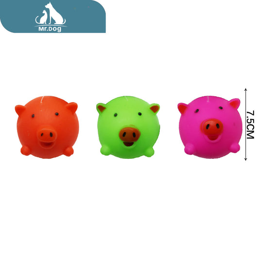 Juguete para mascota de cabeza de cerdo de 7,5 cm paq. con 12 pzas