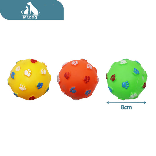 Juguete para mascota pelota de huella pequeña 8×8 juguete para mascotas 45g paq. con 12 pzas