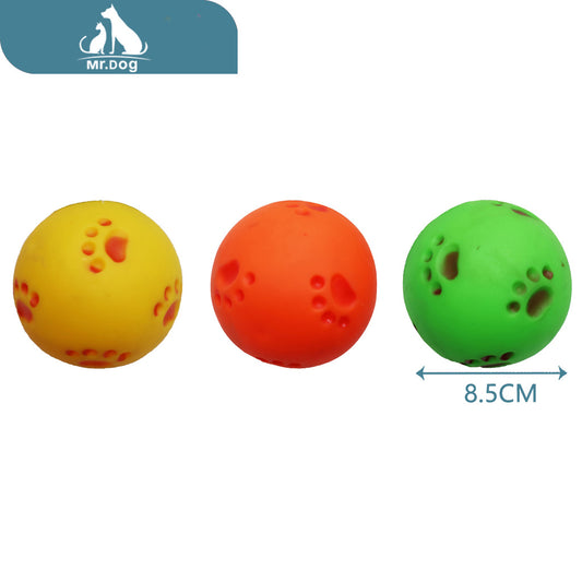 Juguete para mascota pelota con huella de pata 8.5 juguete para mascotas 60 g paq. con 12 pzas