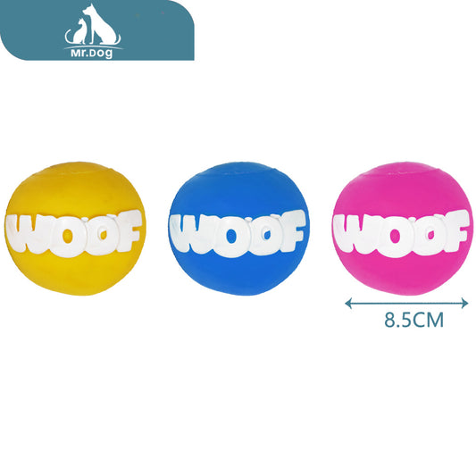 Juguete para mascota pelota woof larga de 8,5 pulgadas, juguete para mascotas, 60 g paq. con 12 pzas