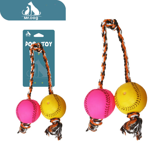 Juguete para mascota pelota de tenis doble de cuerda, 50 unidades, juguete para mascotas, 102 g paq. con 12 pzas