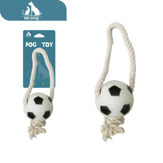 Juguete para mascota balón de fútbol de cuerda blanca, 25 unidades, juguete para mascotas, 63 g paq. con 12 pzas