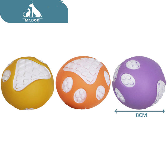 Juguete para mascota 4bb pelota de huella de doble cara 8cm 60g paq. con 12 pzas