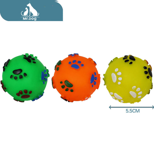 Juguete para mascota pelota de huella pequeña de 5,5 cm y 25 g paq. con 12 pzas