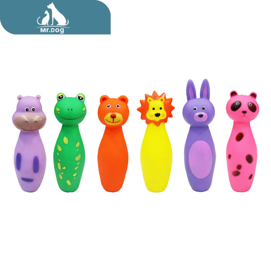 Juguete para mascota seis bolas de bolos de animales 65 g paq. con 12 pzas